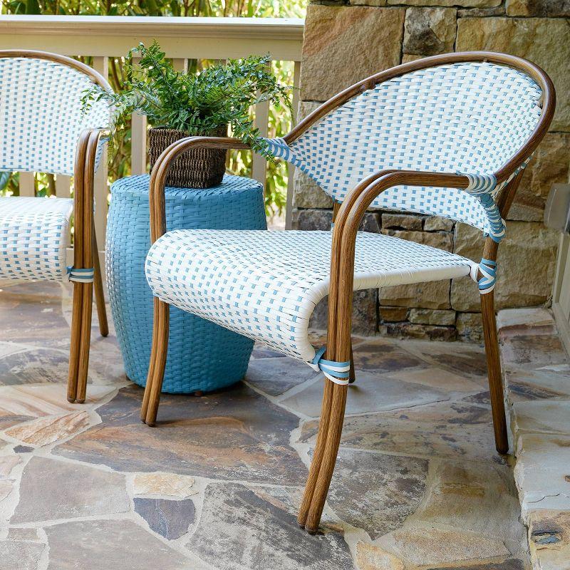 Beige and Blue Aluminum 3-Piece Bistro Set