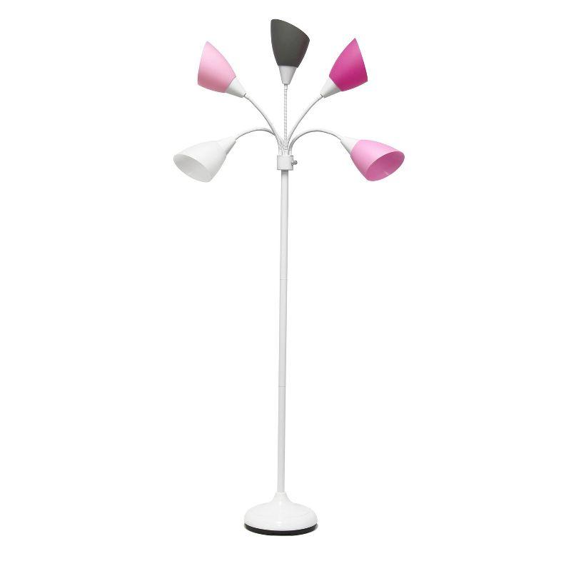 67" Contemporary Multi 5-Head Adjustable Gooseneck Floor Lamp - Simple Designs