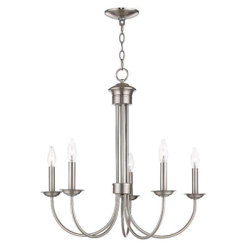 Estate Elegance 5-Light Brushed Nickel Chandelier with Candelabra Bulbs