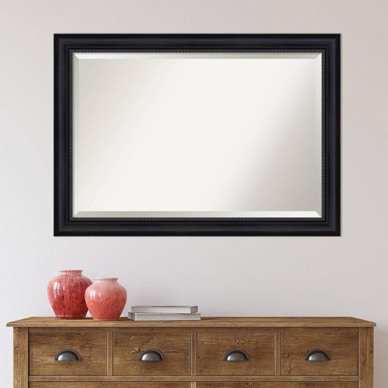 Astor Black Satin Beaded 41x29 Bathroom Vanity Wall Mirror