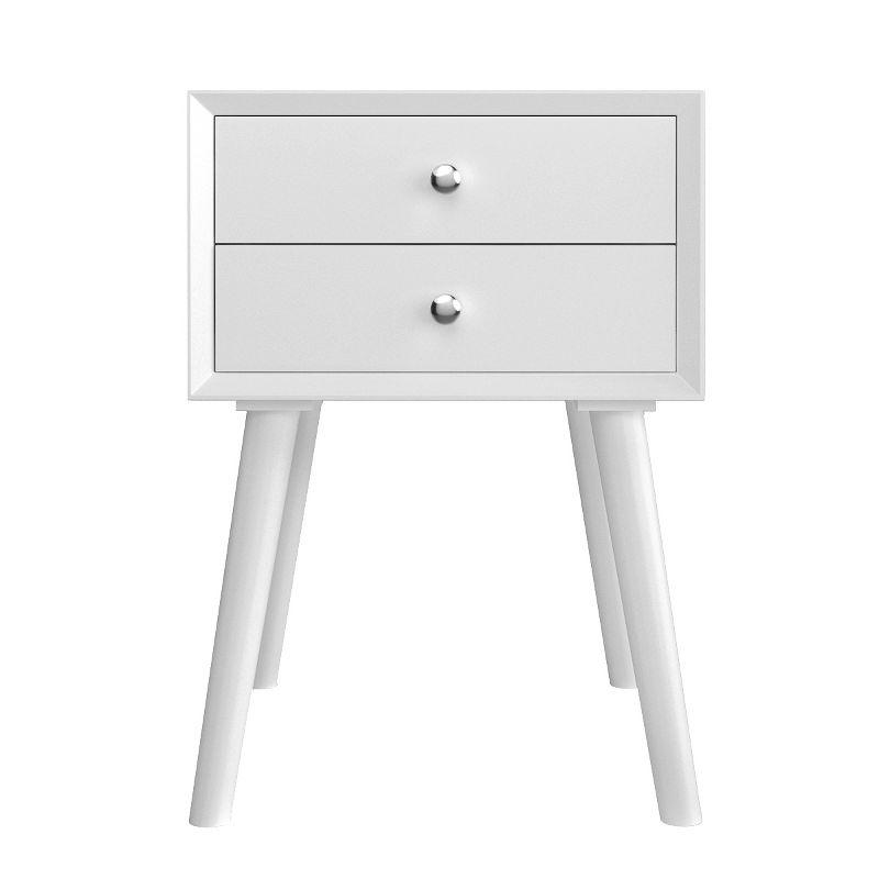 Costway End Table W/Drawers and Storage Wooden Mid-Century Accent Side Table Multipurpose for Bedroom Living Room Home Furniture Nightstand-White