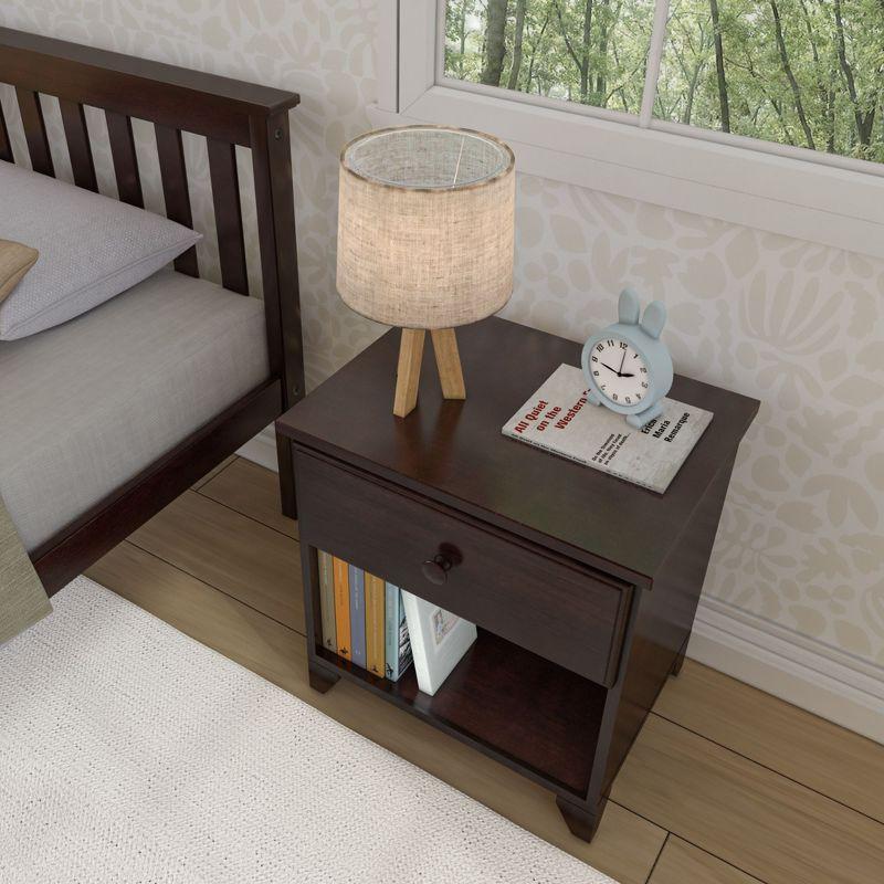 Max & Lily Classic Wood Nightstand with 1 Drawer, Kids Bedside Table/End Table, Small Nightstand for Bedroom, Espresso