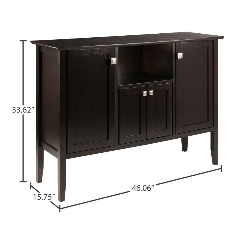 Melba Buffet Cabinet/Sideboard Coffee - Winsome: Transitional Style, Lacquered Wood Composite, Fixed Shelf