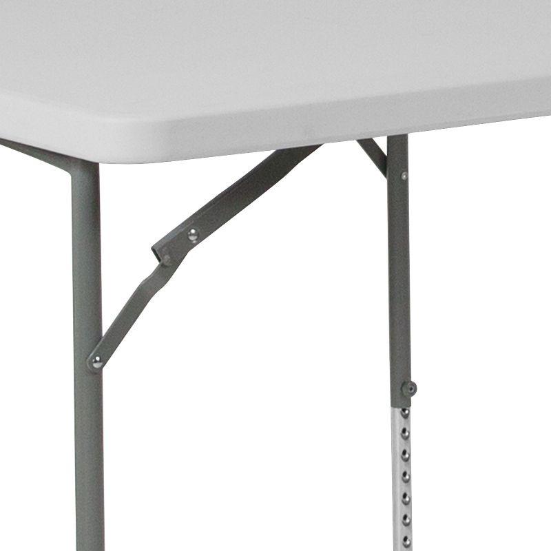 Emma and Oliver 2.79-Foot Square Height Adjustable Granite White Plastic Folding Table