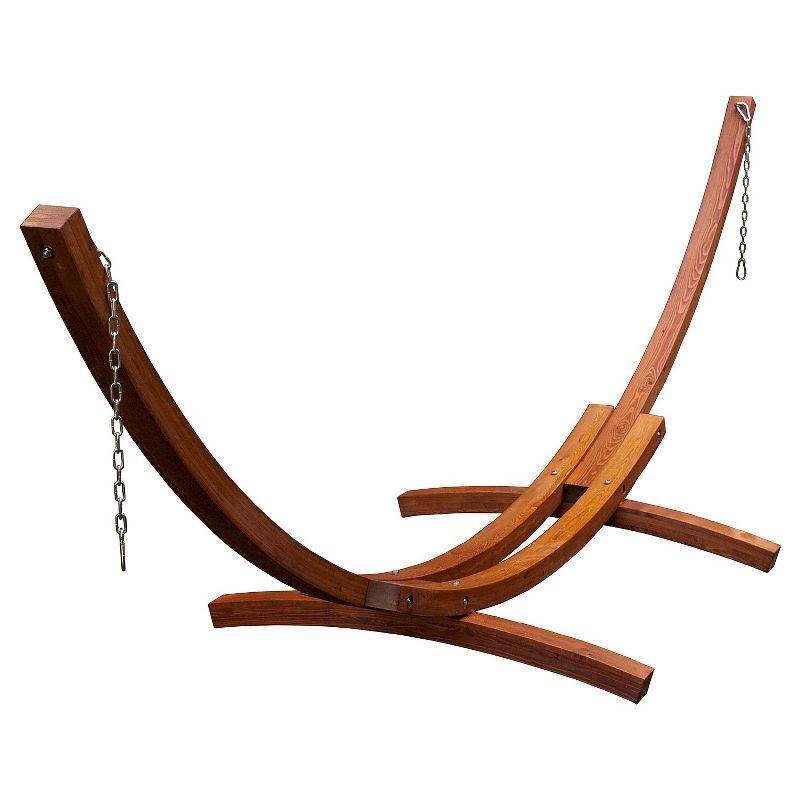 15-Foot Walnut Russian Pine Hardwood Arc Hammock Stand