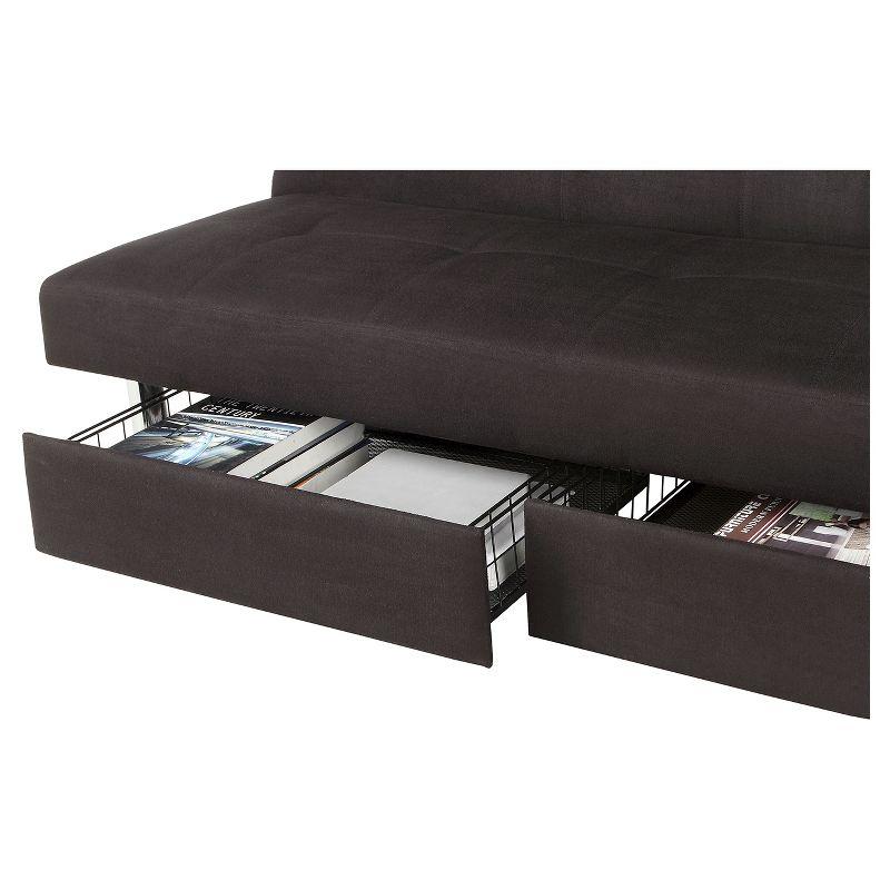 Sola Storage Futon Black - Dorel Home Products: Microfiber Upholstery, Sleeper with Compartments