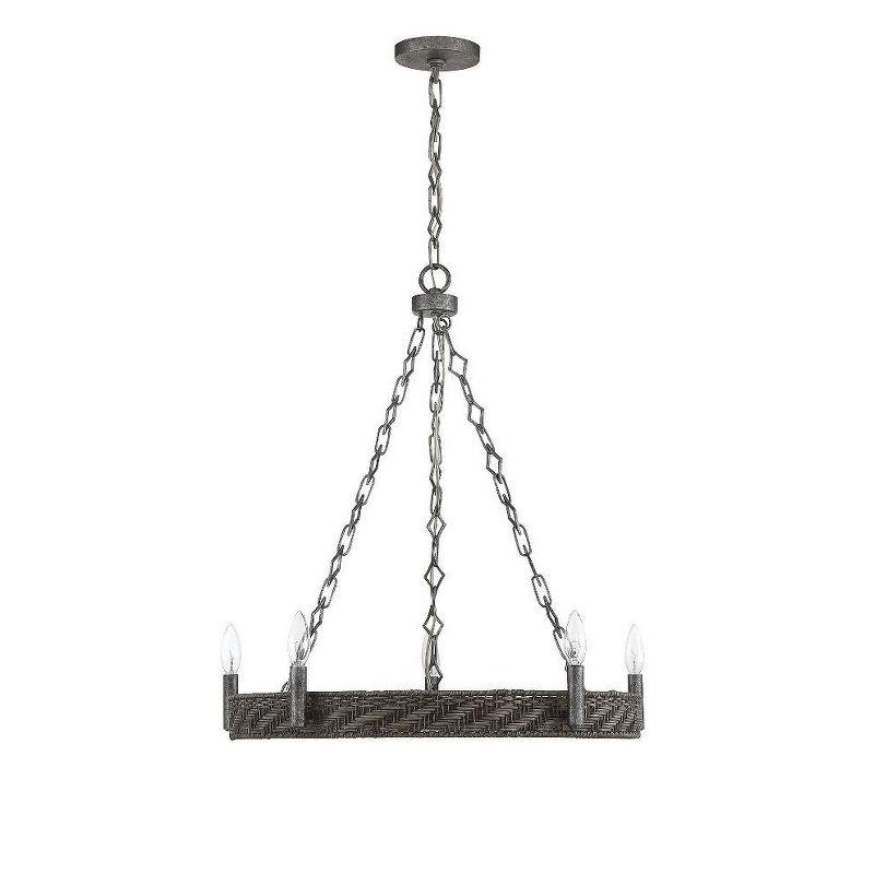 Savoy House Tripoli 5 - Light Chandelier in  Mottled Zinc/Gray Rattan