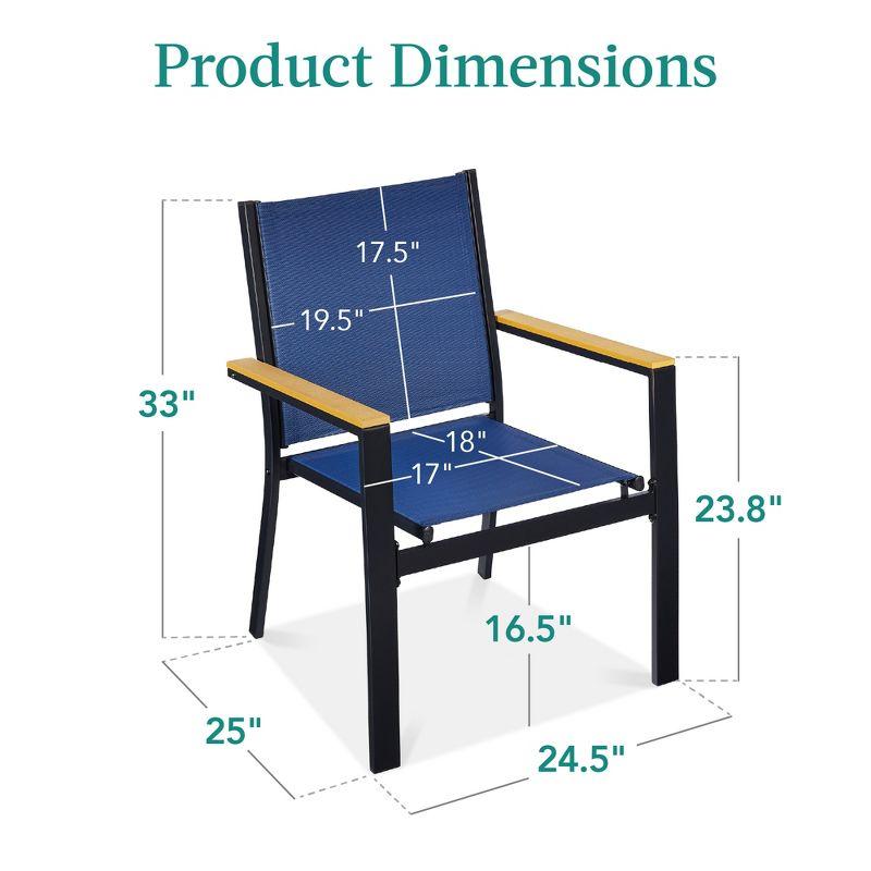 Best Choice Products Set of 2 Textilene Chairs, Conversation Dining Accent Furniture w/ Armrests