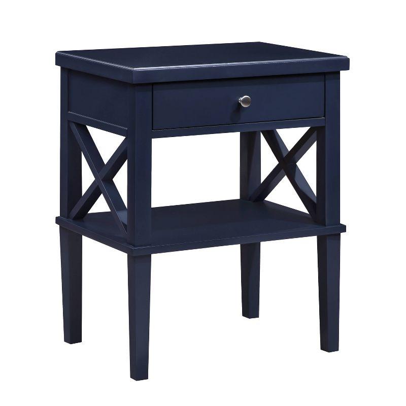 Marta Midnight Blue 1-Drawer Hardwood Nightstand with Shelf