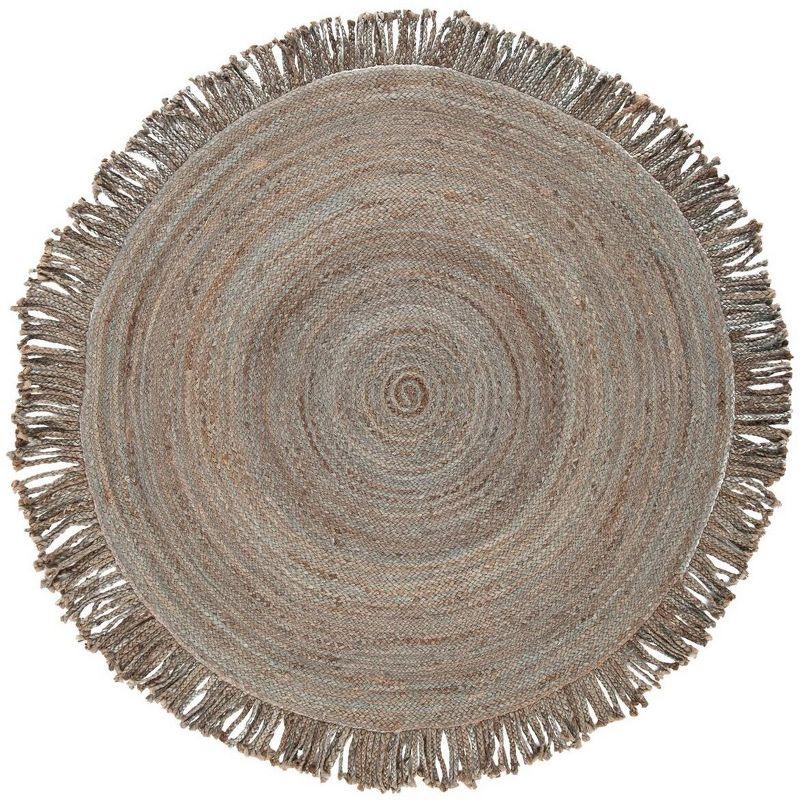 Braided BRD259 Hand Braided Area Rug - Grey - 4' round - Safavieh.