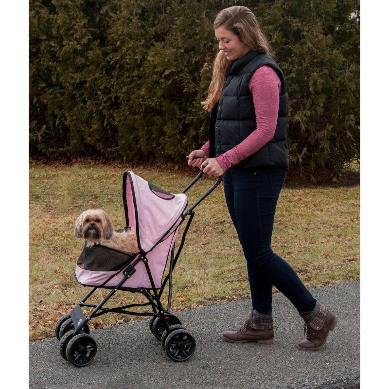 Pink Nylon Travel Lite Pet Stroller for Small Dogs