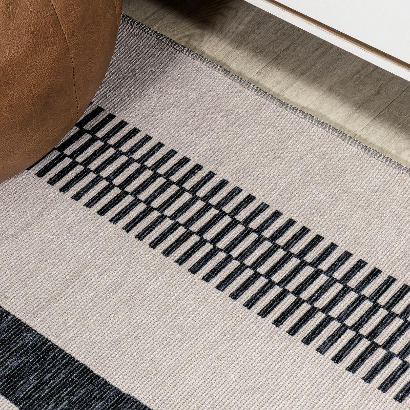 Vichy Geometric Striped Machine-Washable Indoor Area Rug - JONATHAN Y