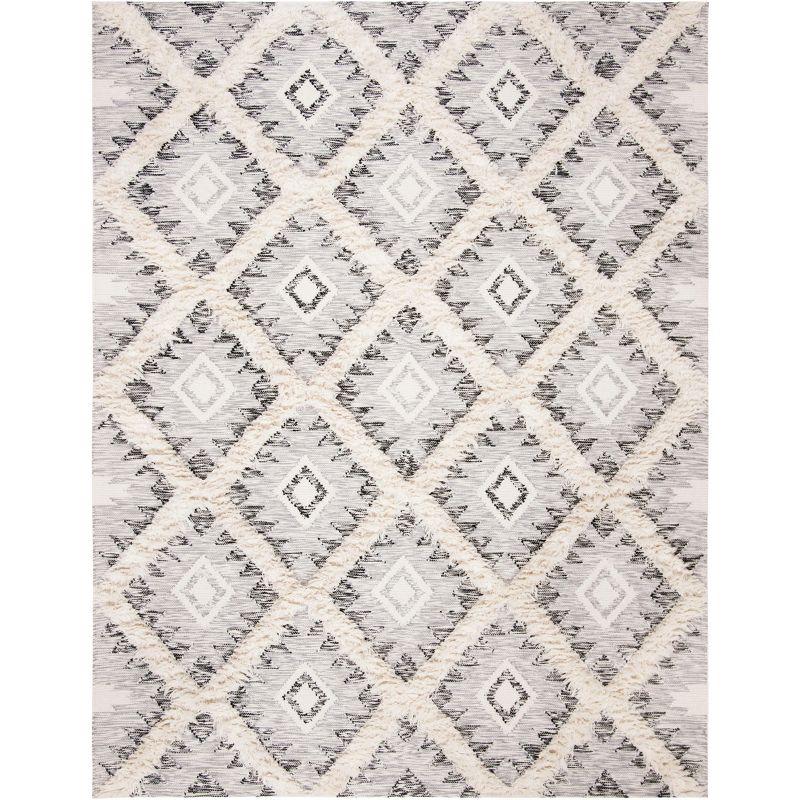 Charcoal and Ivory Hand-Knotted Wool 8' x 10' Area Rug