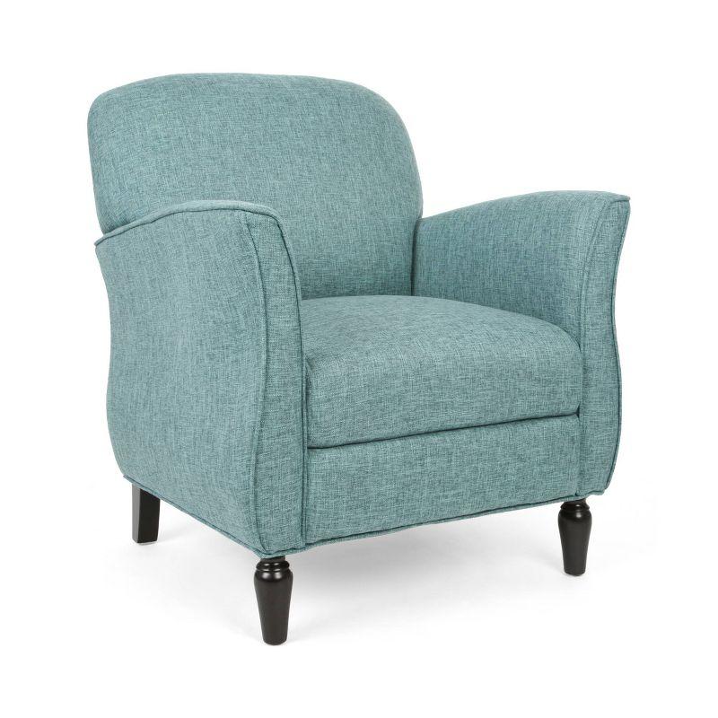 Swainson Teal & Navy Blue Tweed Wood Armchair