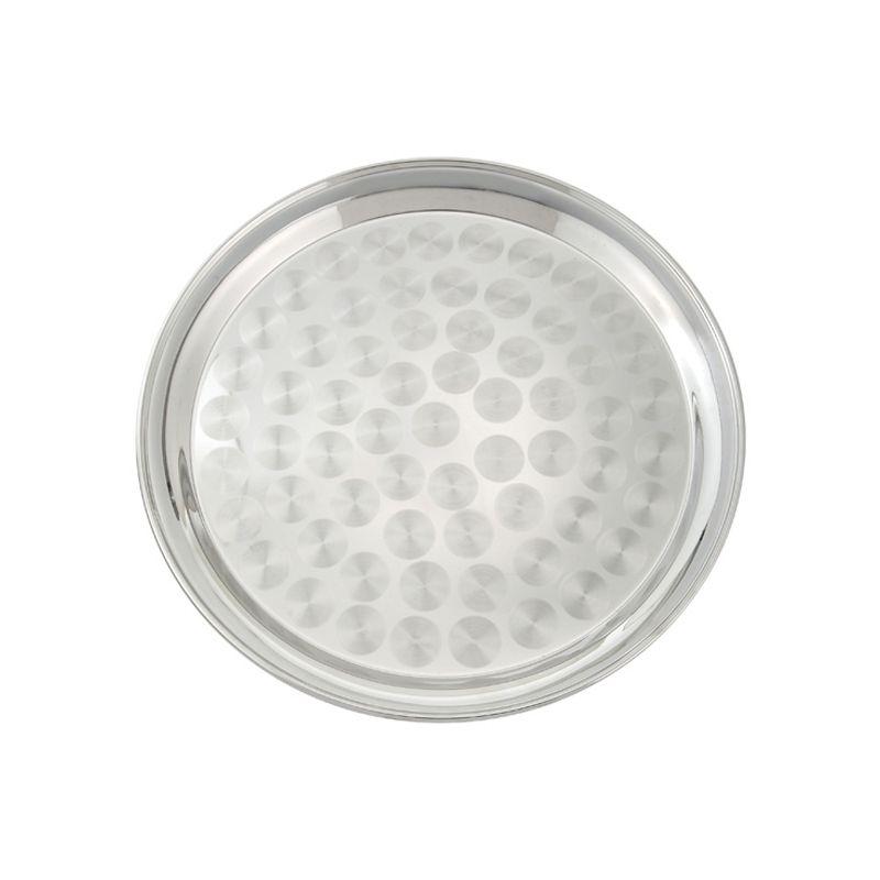 12-Inch Round Stainless Steel Swirl Pattern Serving Tray