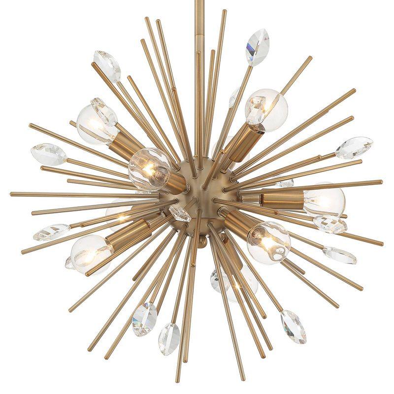 Possini Euro Design Janae Warm Gold Sputnik Chandelier 18" Wide Modern Crystal 9-Light Fixture for Dining Room House Foyer Kitchen Island Entryway