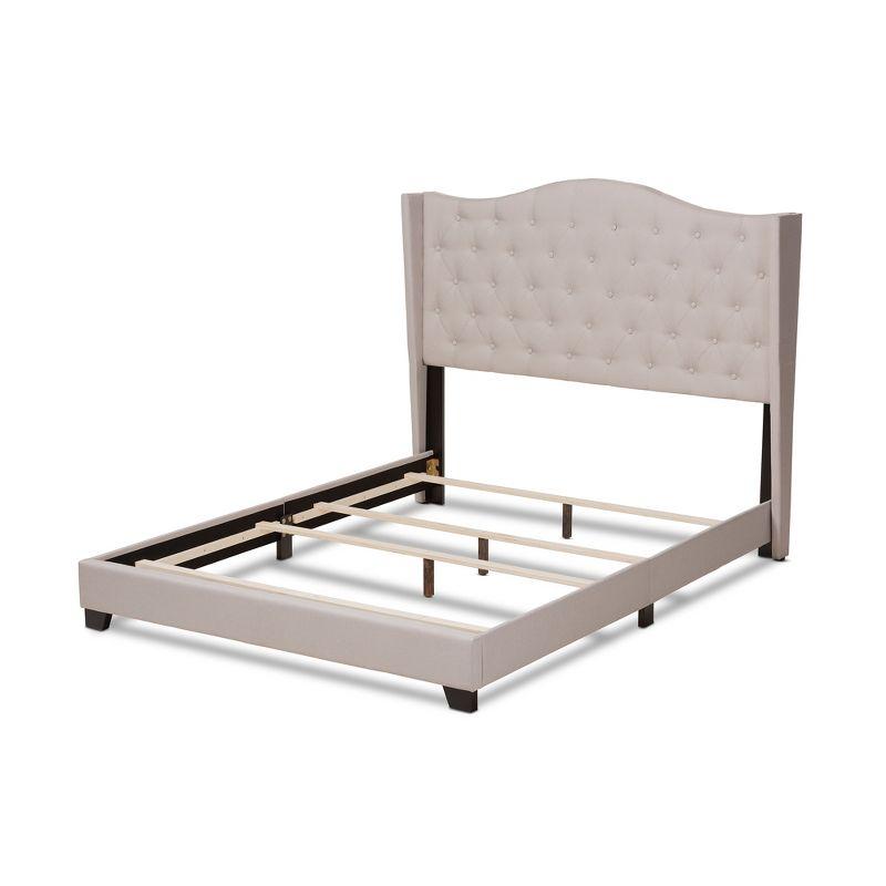 Baxton Studio Queen Alesha Bed Beige: Modern Contemporary Design, Engineered Wood Frame, Curved Winged Headboard
