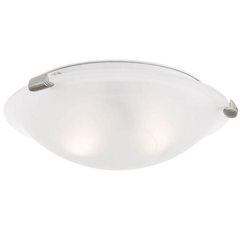 Oasis 12.25" Brushed Nickel Flush Mount with White Alabaster Glass