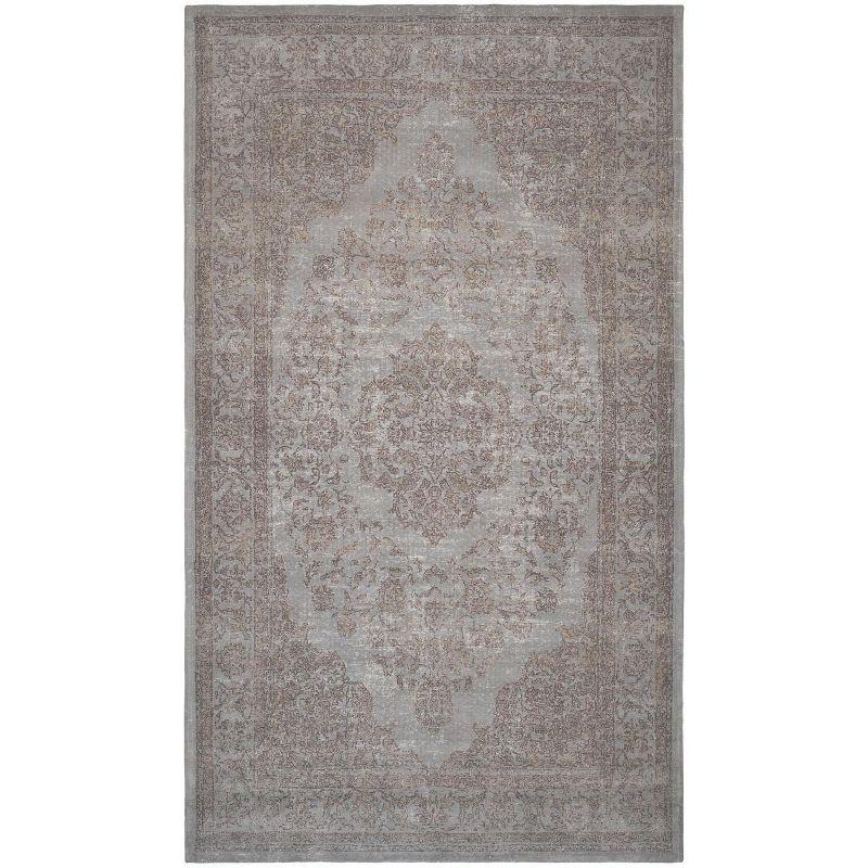 Gray Flat Woven Wool and Cotton Rectangular Area Rug