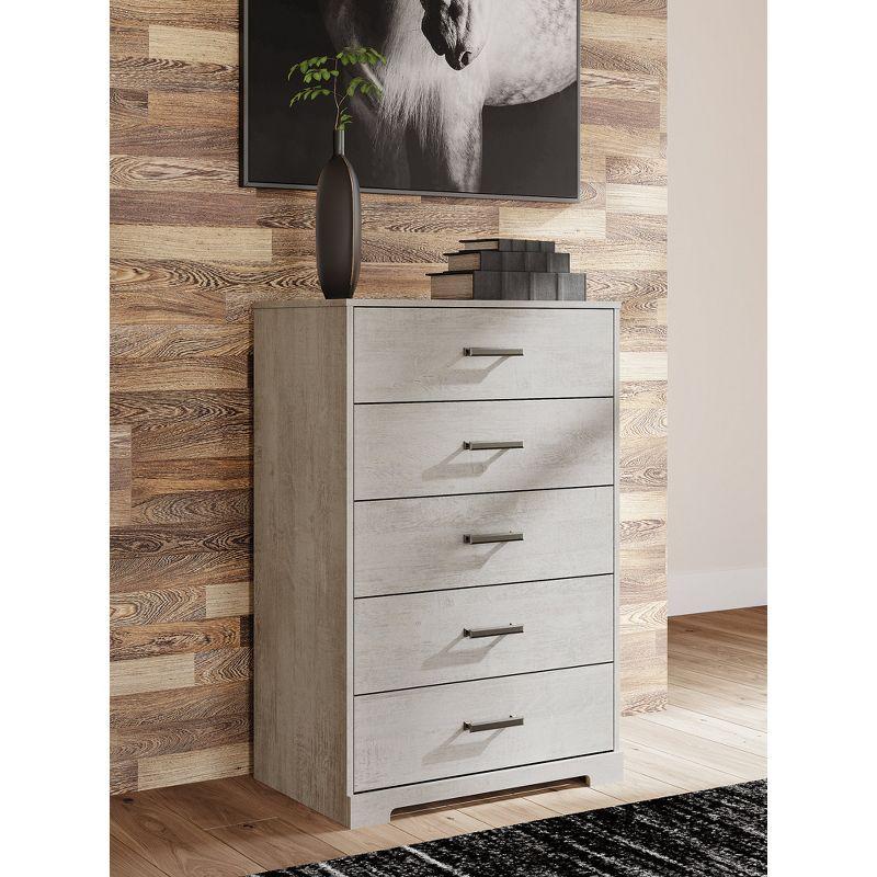 Gray Oak Grain 5-Drawer Farmhouse Dresser