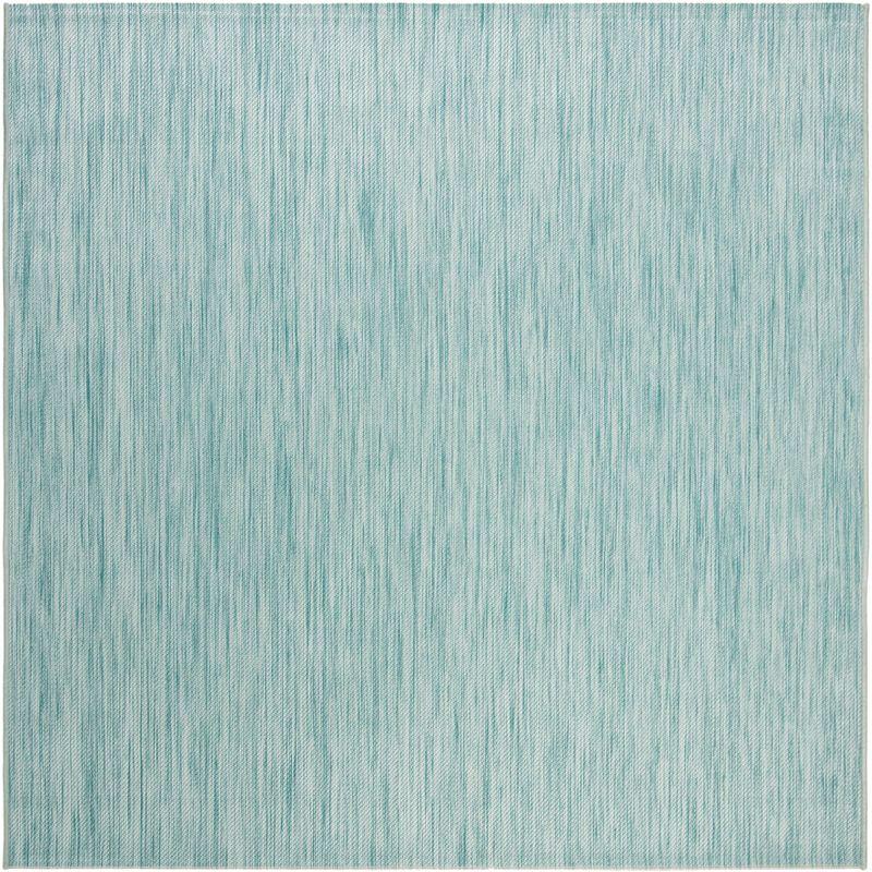 Beach House BHS218 Power Loomed Indoor/Outdoor Area Rug - Aqua - 5'3"x5'3" - Safavieh