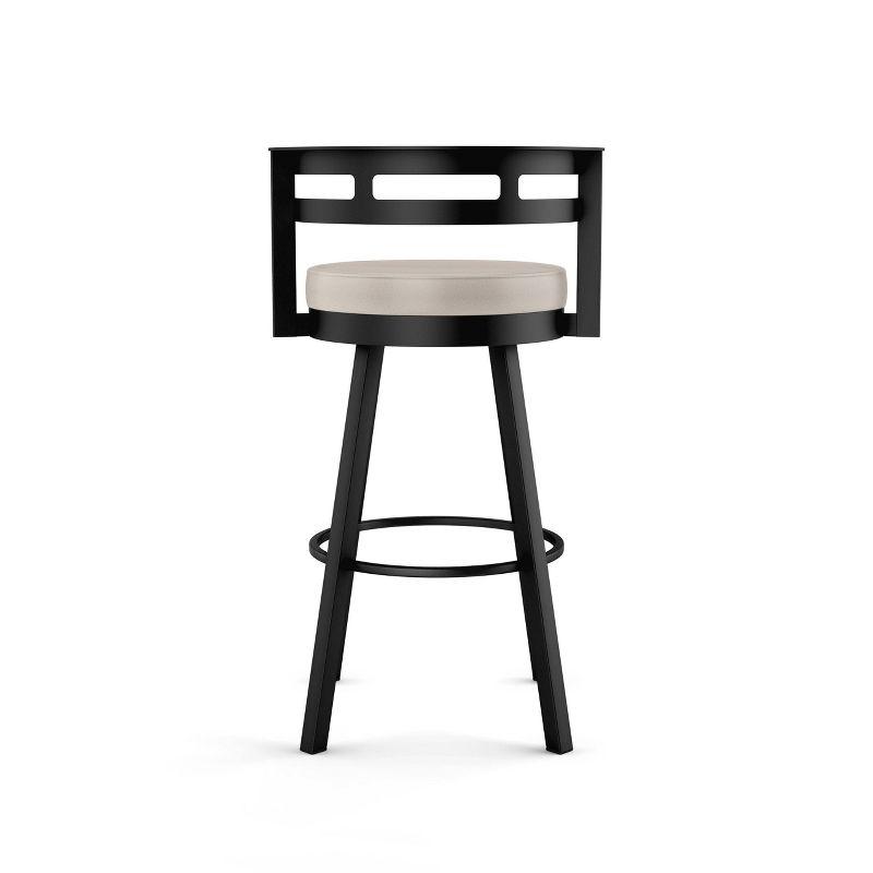 Amisco Render Upholstered Counter Height Barstool Cream/Black: Modern Metal Design, Integrated Armrests, Faux Leather