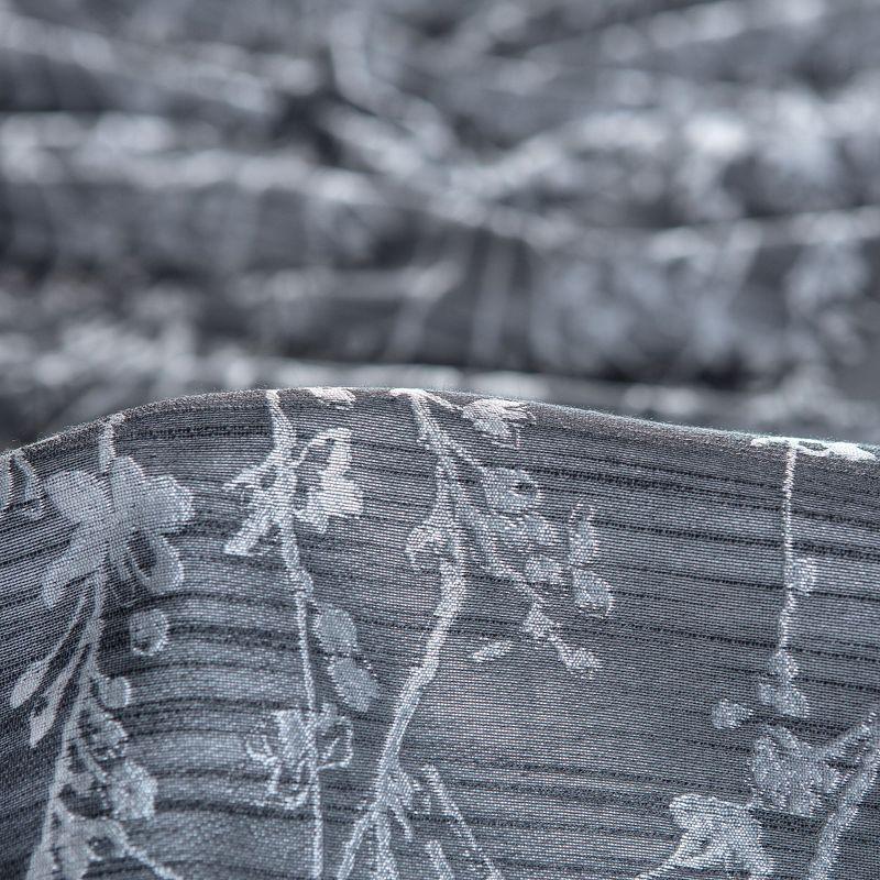 Chanasya 2pk Jacquard Floral Partial Room Darkening Grommet Window Curtain Panels - Set of 2 - 52 x 108 Inches Long - Dark Gray