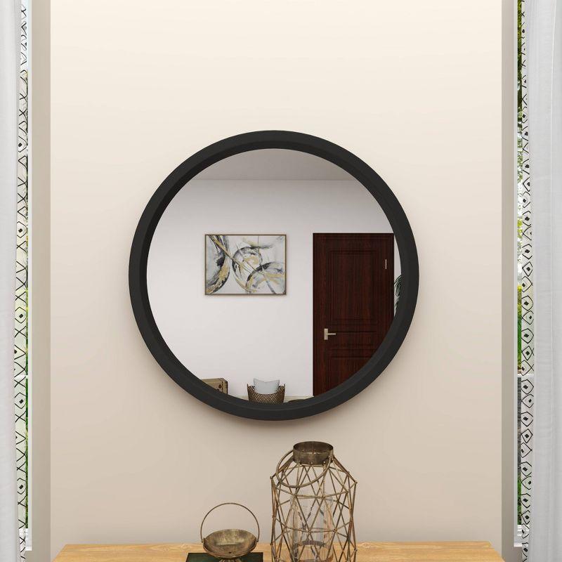 32" Contemporary Wood Wall Mirror Black - Olivia & May: MDF Frame, No Assembly, Wall Mount