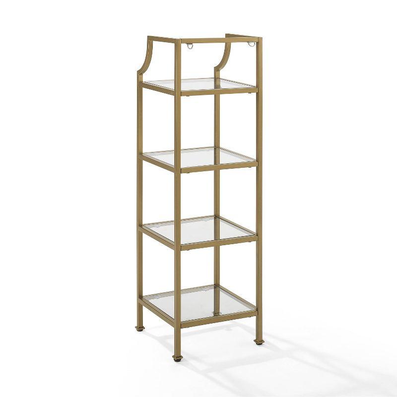 40" Aimee Short Etagere Gold - Crosley: Modern Glass Shelving, 4-Tier Steel Frame