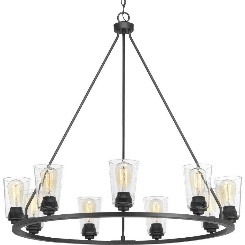 Progress Lighting, Debut Collection, 9-Light Chandelier, Graphite, Clear Seeded Glass