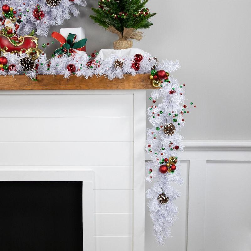 9' White Pine Artificial Christmas Garland for Indoor/Outdoor Use