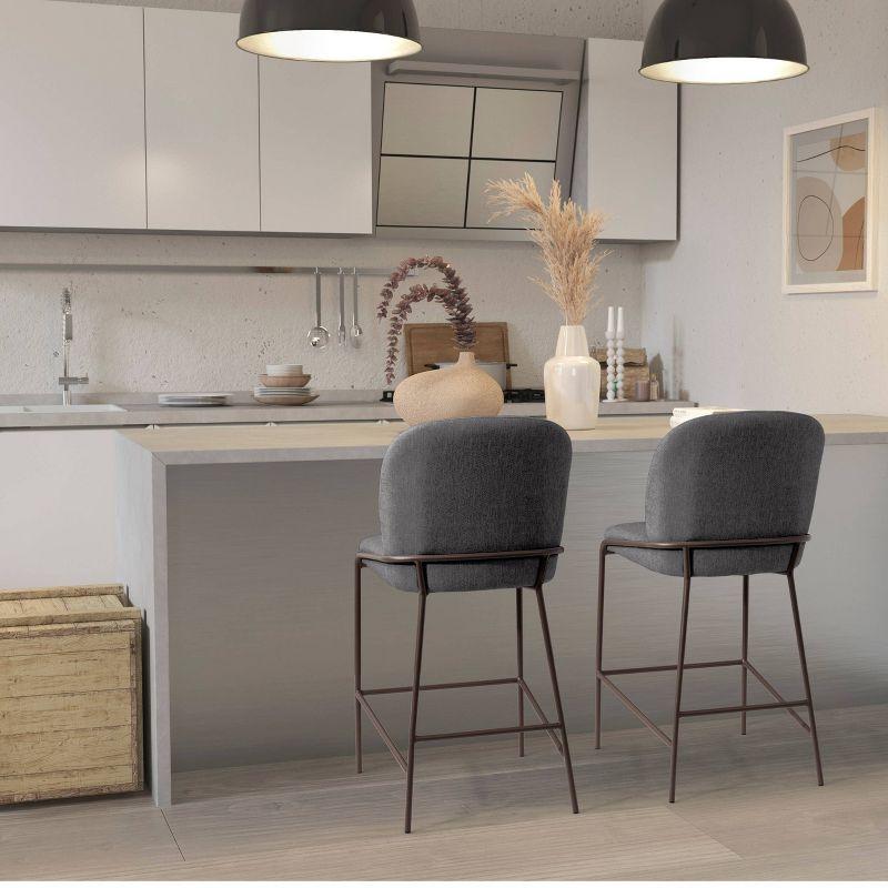 Blakeley Counter Height Barstool Dark Gray - CorLiving: Contemporary 26" High Back, Iron Legs