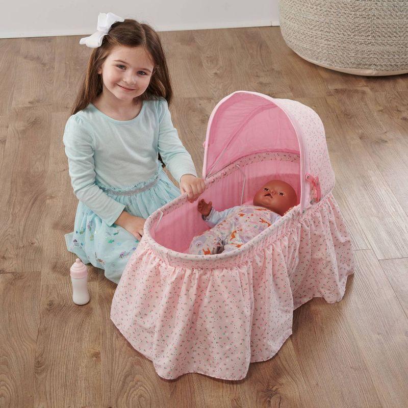 Badger Basket Folding Doll Cradle with Rosebud Fabric