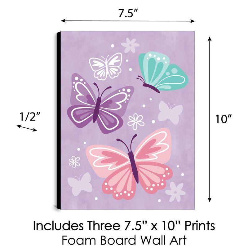 Big Dot of Happiness Beautiful Butterfly - Floral Nursery Wall Art and Kids Room Decor - 7.5 x 10 inches - Set of 3 Prints