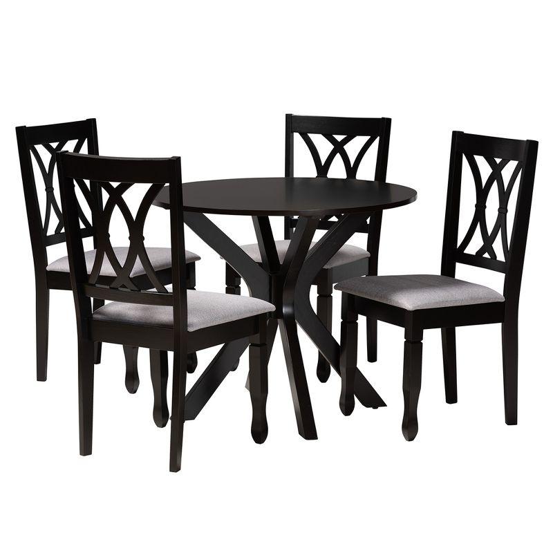 Baxton Studio Maya Modern Fabric and Wood Dining Set