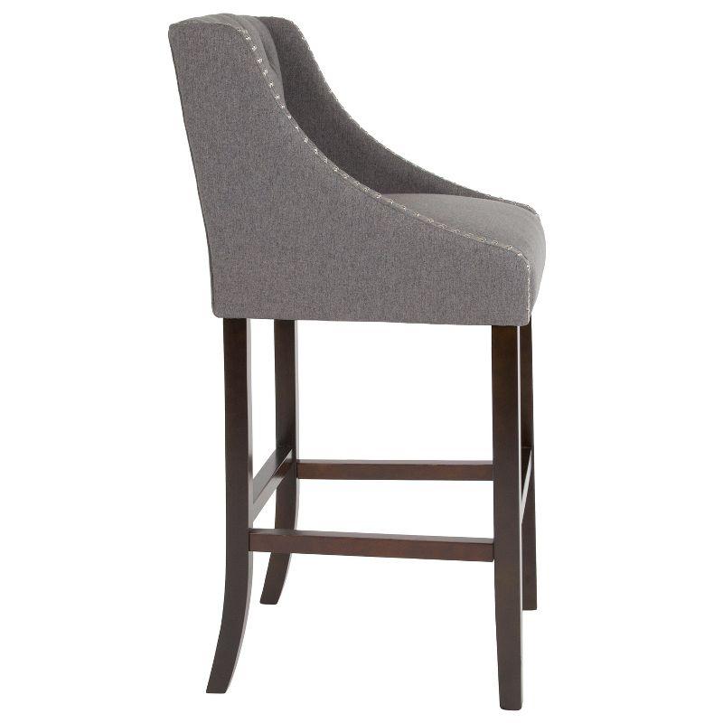 Flash Furniture Carmel Series 30" High Transitional Tufted Walnut Barstool with Accent Nail Trim