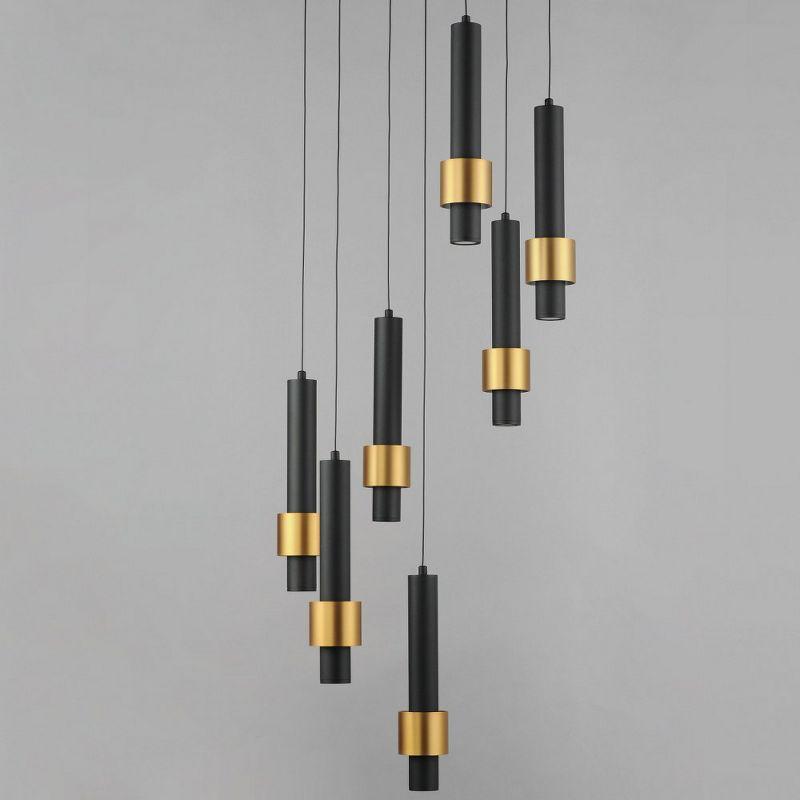 Modern Black and Gold 7-Light LED Pendant with Aluminum Finish