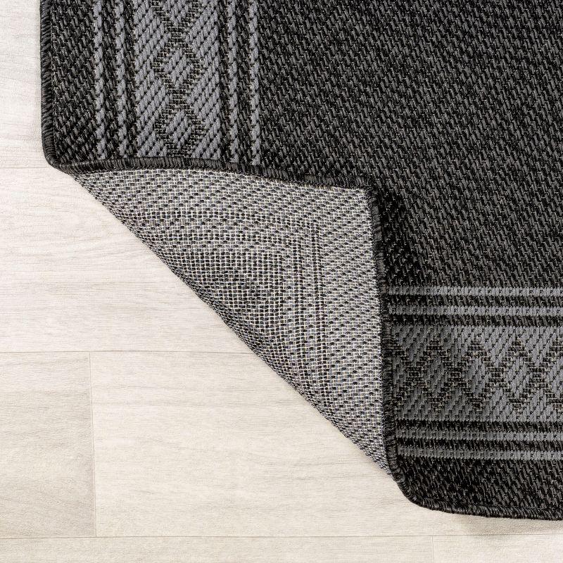 8' x 10' Lucia Classic Diamond Border Indoor/Outdoor Area Rug, Black/Gray - JONATHAN Y