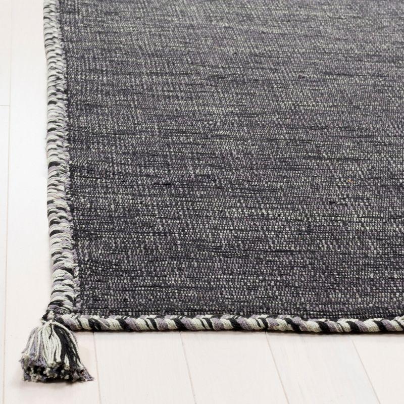 Grey and Black Handwoven Cotton Area Rug 5' x 8'