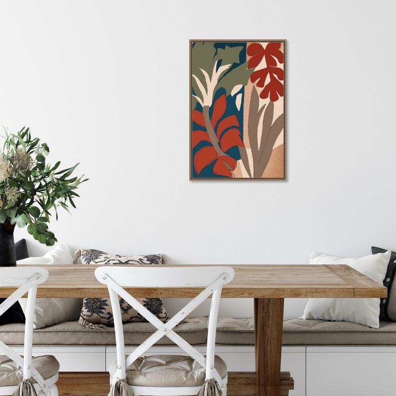 Botanical Abstract Beaded Framed Canvas Wall Art 16 x 23-in