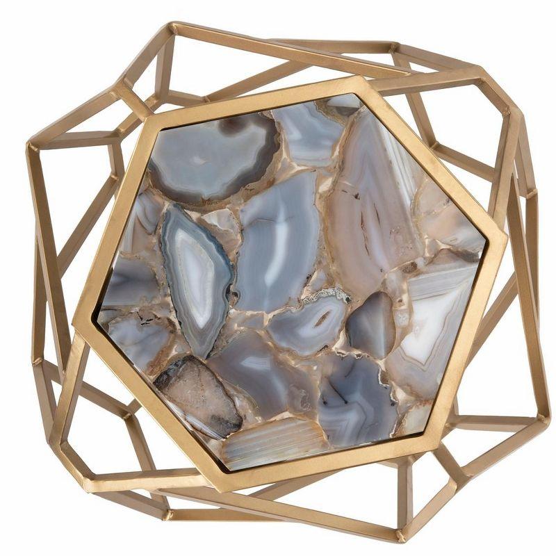 Ava Geometric Accent Table - Multi Colored Agate/Gold - Safavieh.