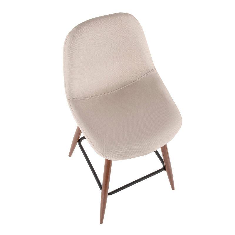 Set of 2 Pebble Mid-Century Modern Counter Height Barstools Beige - LumiSource: Steel Frame, Tapered Legs, Polyester Upholstery