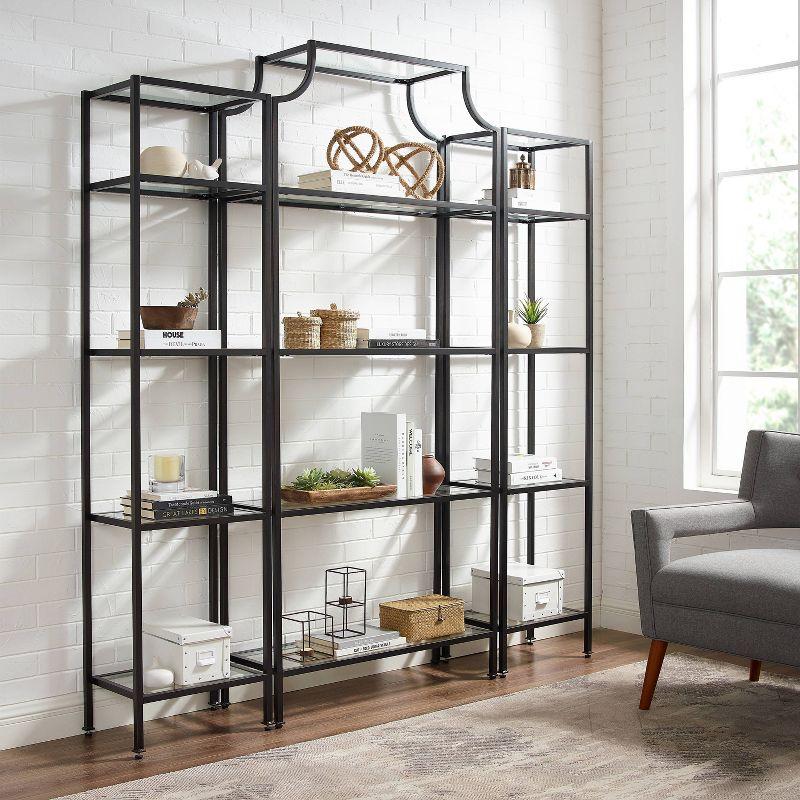 80.5" 3pc Aimee Narrow Etagere Set Oil Rubbed Bronze - Crosley: Tempered Glass Display, Steel Frame, Fixed Shelves