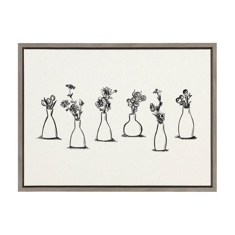 18" x 24" Sylvie Still Life Group of Flowers in Vases Framed Canvas by the Creative Bunch Studio Gray - Kate & Laurel All Things Decor: