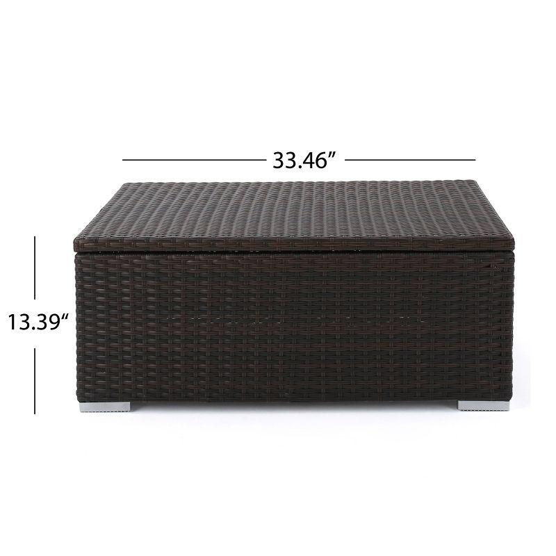 GDFStudio Avianna Outdoor Wicker Storage Coffee Table, Multibrown