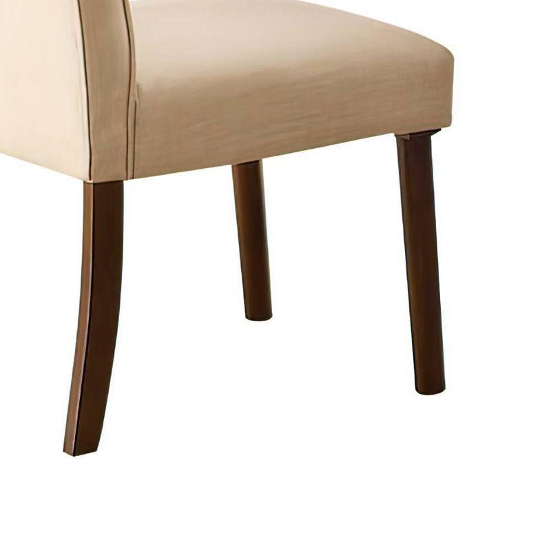 Set of 2 19" Gasha Dining Chairs Beige Linen/Walnut - Acme Furniture: Armless, Button Tufted, Wood Legs