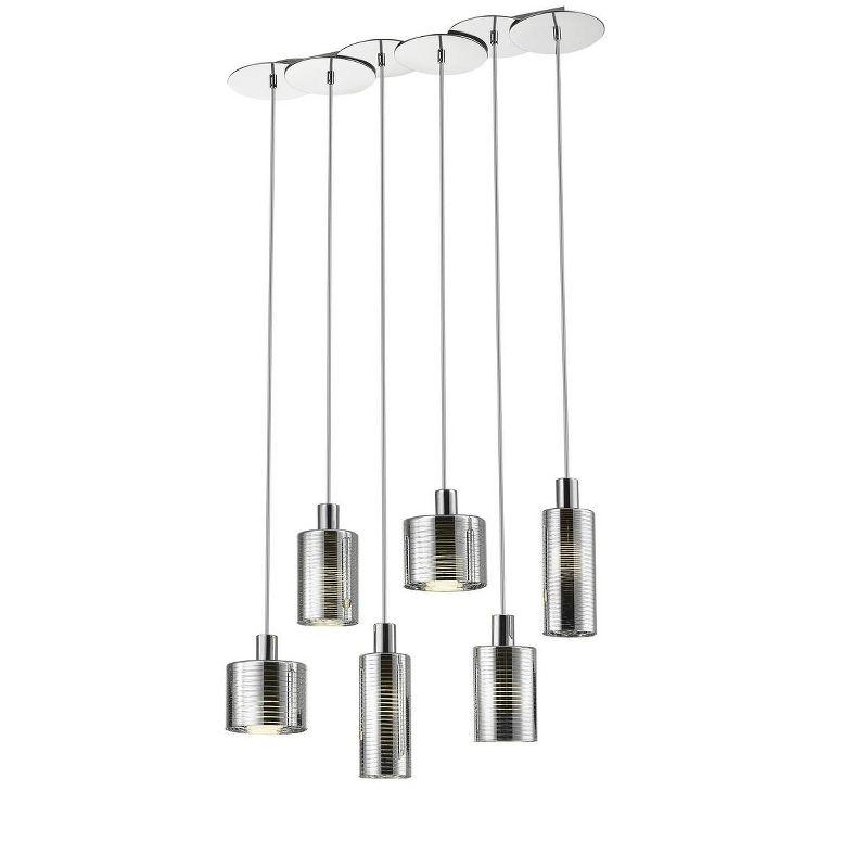 Luxurious Sculptural Chrome Pendant with LED Lights, 84.5" H