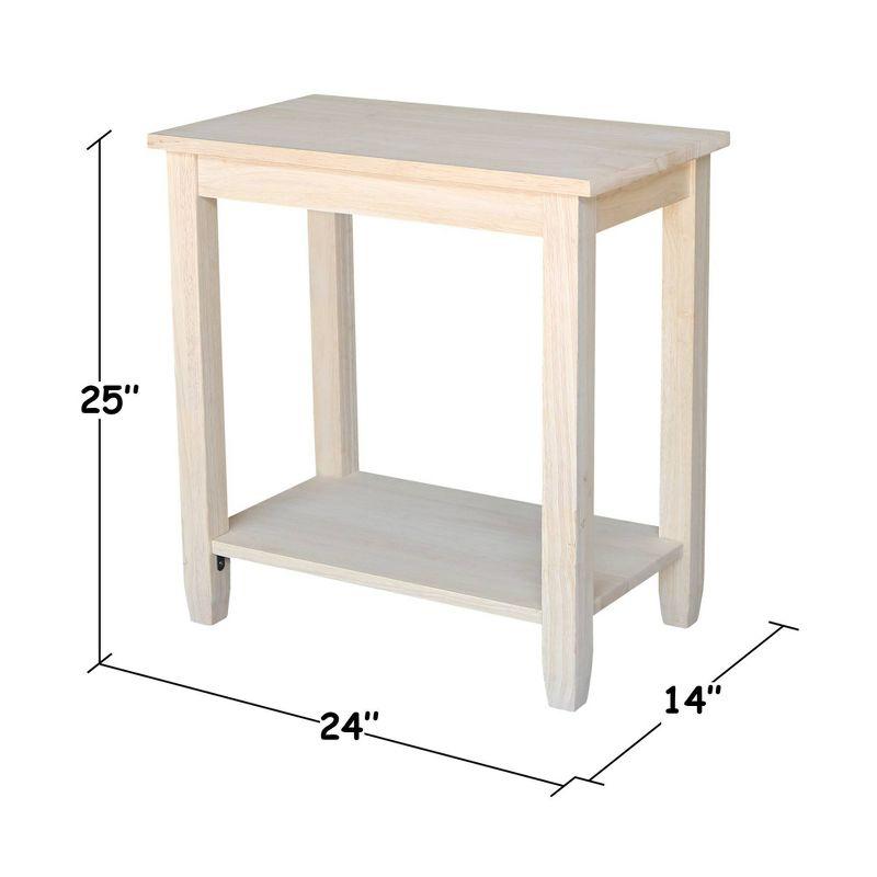 Solano Accent Table - International Concepts: Durable Parawood, Rectangle, Shelf Storage