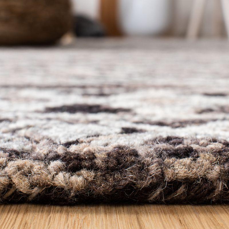 Gray and Brown Handmade Wool Abstract Runner Rug