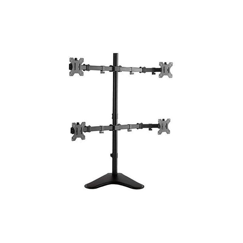 Quadruple Monitor Mount  Freestanding Monitor Arm with 4 Adjustable VESA Mounts  Black  Stand Steady
